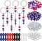 564 Pcs 4th of July Keychain Craft Kit DIY Patriotic Bead Keychain Making Supplies 250th Anniversary Key Gifts Name Beads Red Blue White Independence Day Memorial Day American Flag Favors